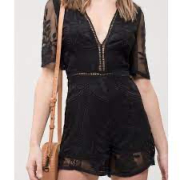 Blu Pepper Short-Sleeve Lace Romper - Picture 1 of 12